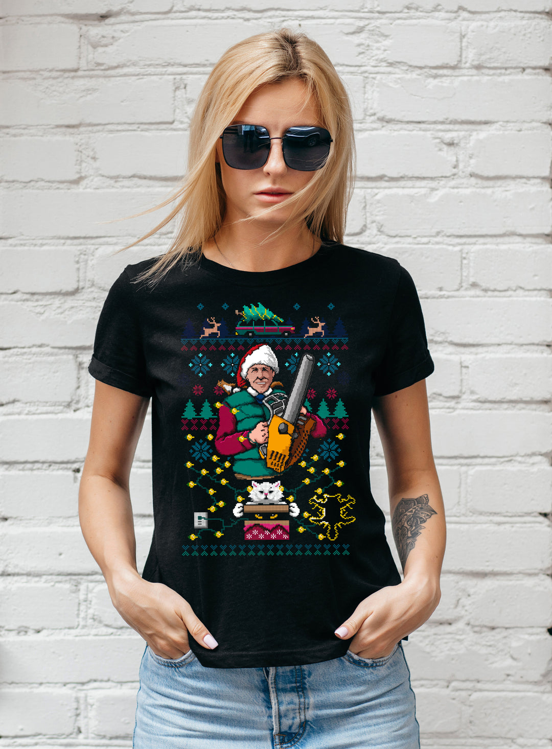 8 Bit Griswold Damen T-Shirt | Schöne Bescherung Weihnachten Xmas