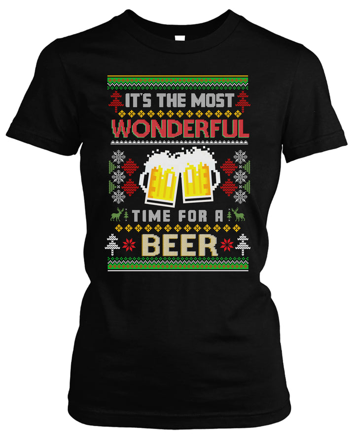 8 Bit Time for a Beer Damen T-Shirt | Weihnachten Xmas Bier