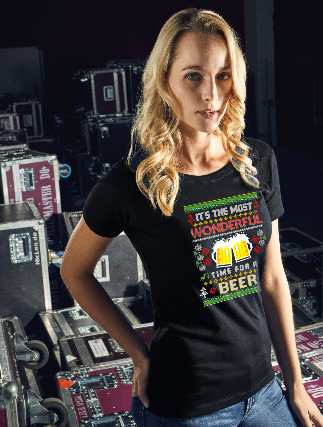 8 Bit Time for a Beer Damen T-Shirt | Weihnachten Xmas Bier