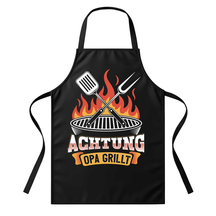 Grillschürze – „Achtung Opa grillt“ – BBQ Schürze mit Spruch für Männer