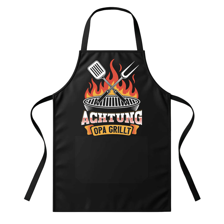 Grillschürze – „Achtung Opa grillt“ – BBQ Schürze mit Spruch für Männer