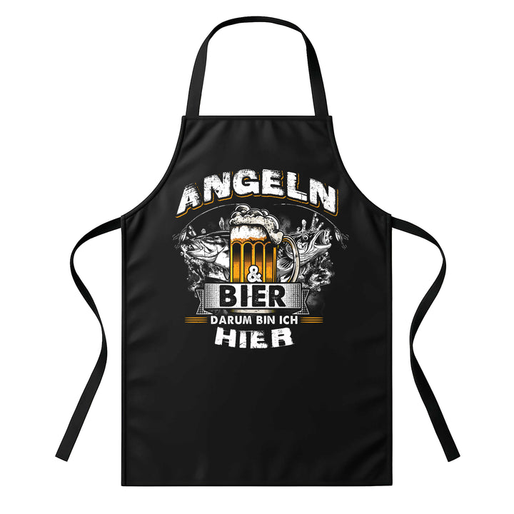 Grillschürze – „Angeln & Bier“ – BBQ Schürze mit Spruch für Männer