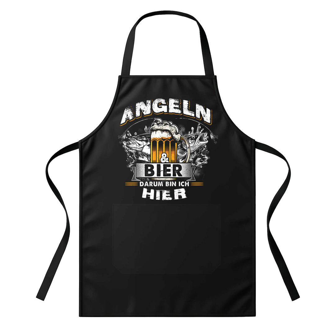 Grillschürze – „Angeln & Bier“ – BBQ Schürze mit Spruch für Männer