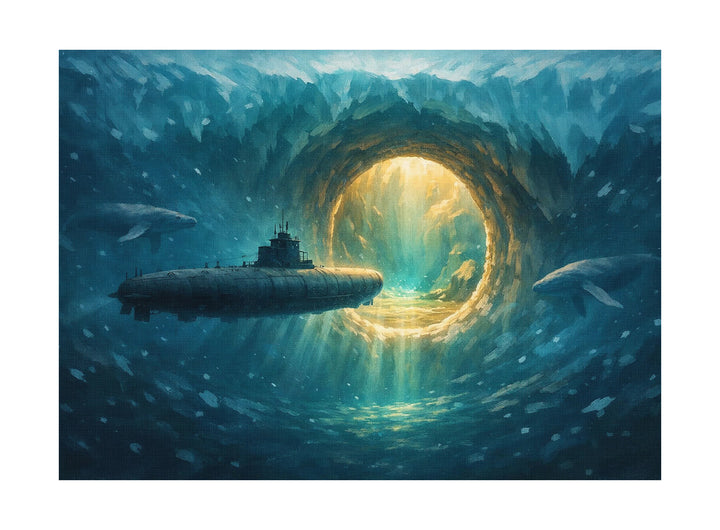 Antarktis Portal Leinwand | Unterwasser Bild U-Boot Ozean Mystisches Meer Portal Wanddeko