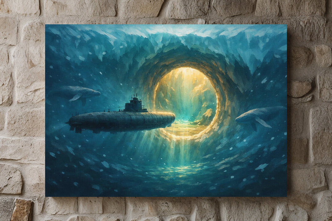 Antarktis Portal Leinwand | Unterwasser Bild U-Boot Ozean Mystisches Meer Portal Wanddeko
