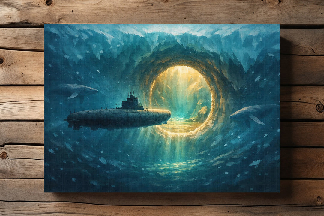 Antarktis Portal Leinwand | Unterwasser Bild U-Boot Ozean Mystisches Meer Portal Wanddeko