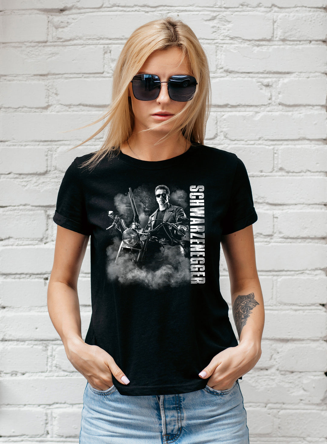 Arnold Schwarzenegger Damen T-Shirt | Terminator T800 Retro Arni 80er | M3