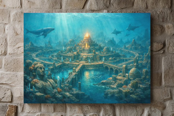 Atlantis Leinwand | Unterwasser Stadt Bild Atlantis Ozean Ruinen