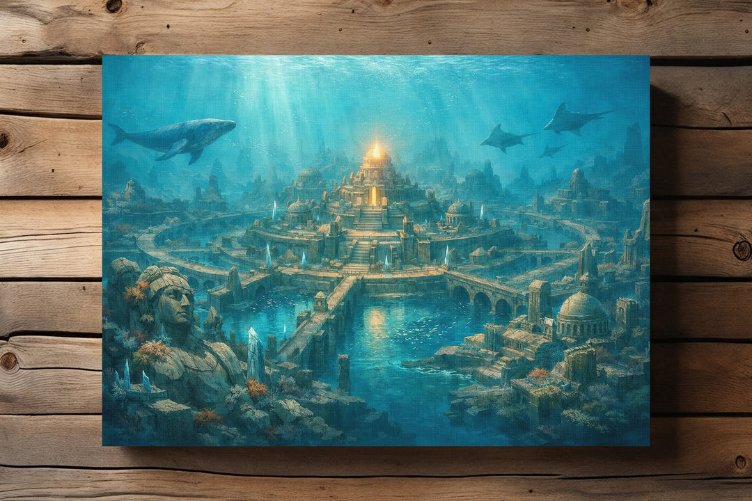 Atlantis Leinwand | Unterwasser Stadt Bild Atlantis Ozean Ruinen