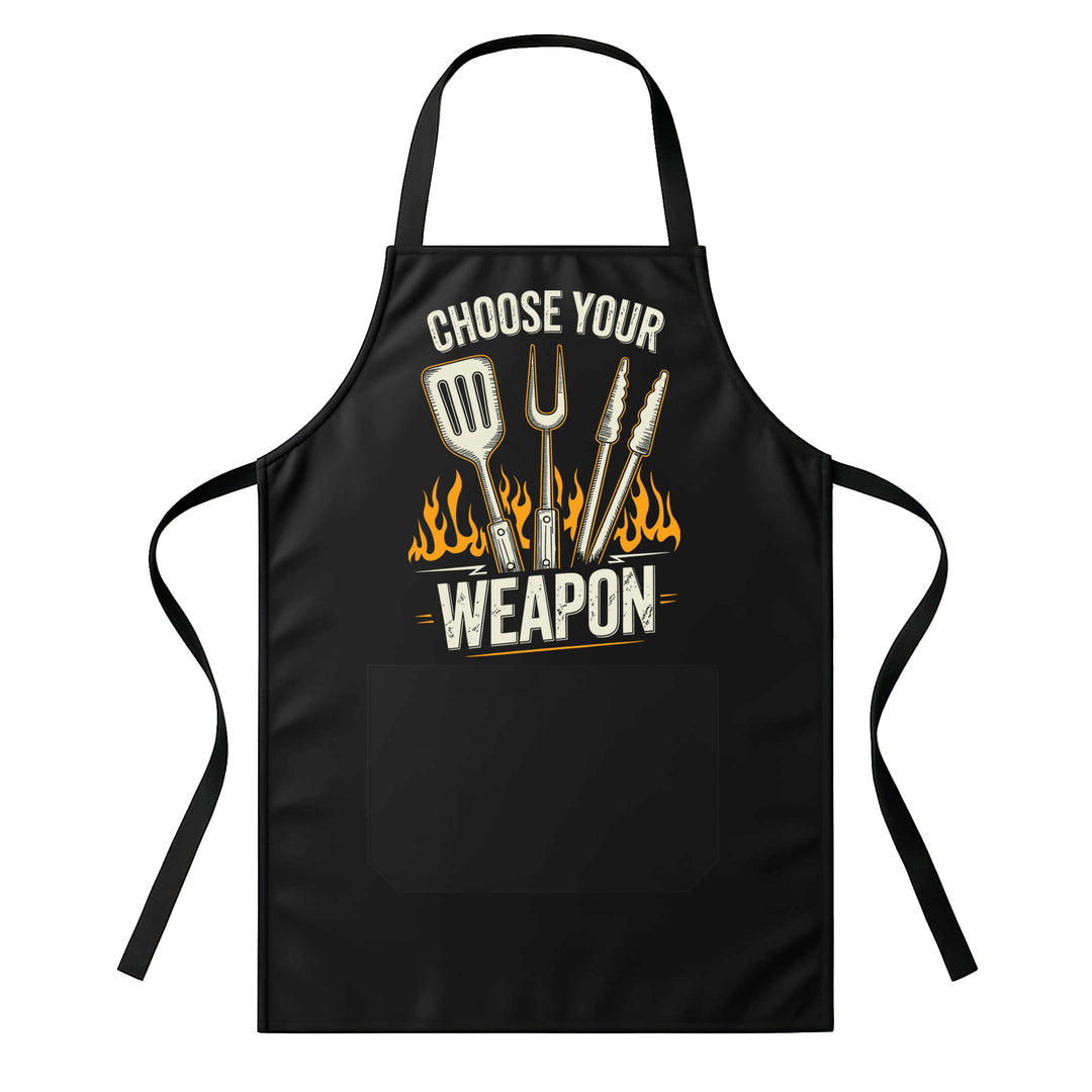 Grillschürze – „Choose Your Weapon“ – BBQ Schürze mit Spruch für Männer