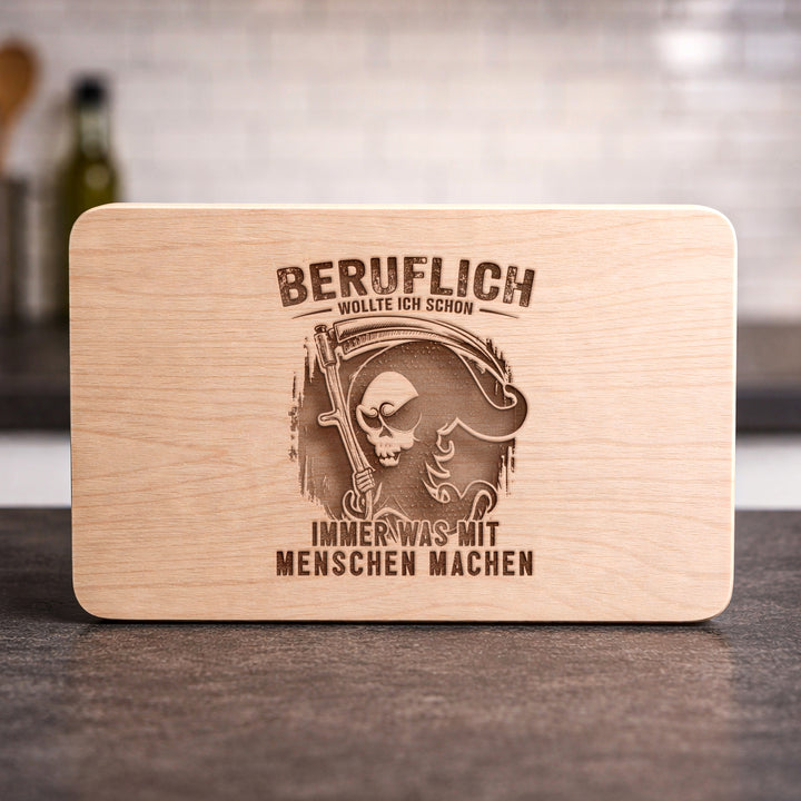 Bestatter Schneidebrett | Frühstücksbrettchen mit Gravur – Humor Spruch Motiv Holzbrett Küchenbrett | M1