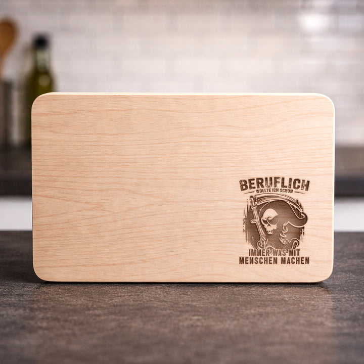 Bestatter Schneidebrett | Frühstücksbrettchen mit Gravur – Humor Spruch Motiv Holzbrett Küchenbrett | M1