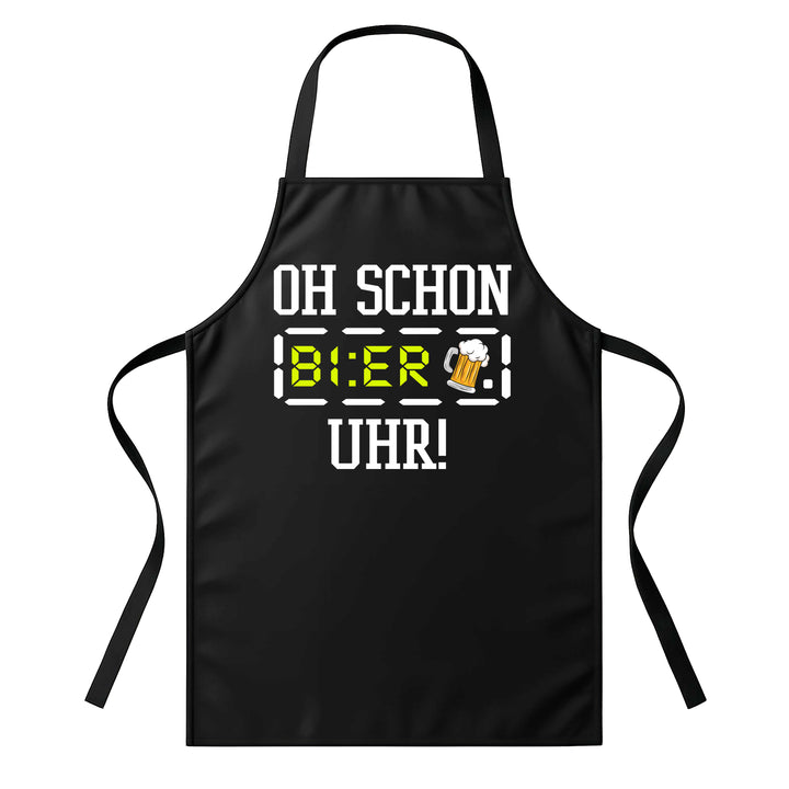 Grillschürze – „Bier Uhr“ – BBQ Schürze mit Spruch für Männer