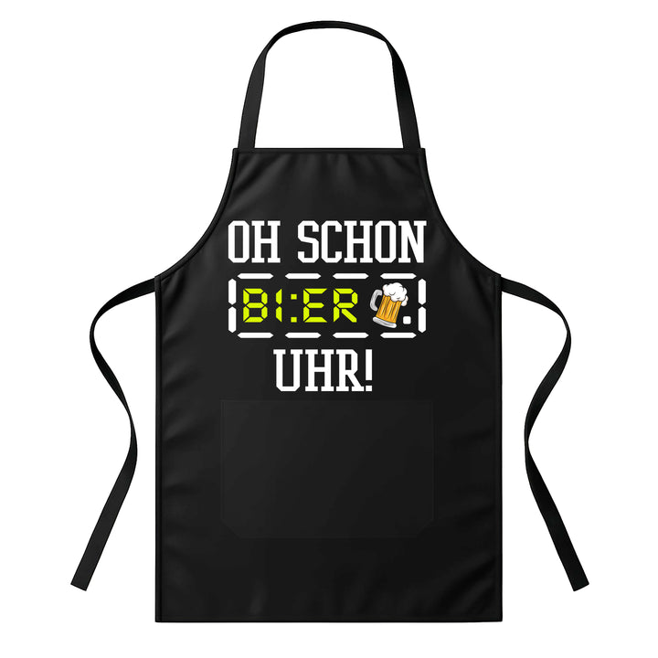 Grillschürze – „Bier Uhr“ – BBQ Schürze mit Spruch für Männer