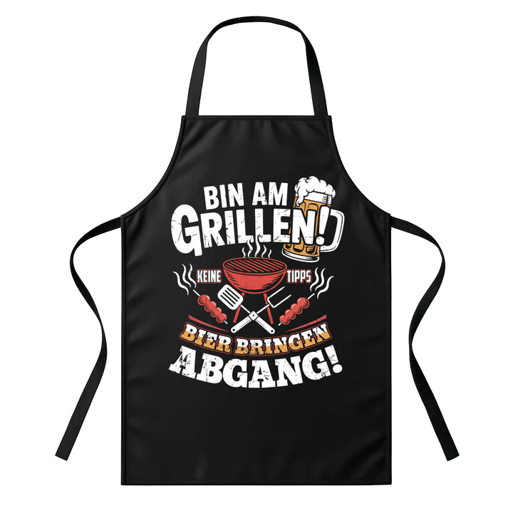 Grillschürze – „Bin am Grillen“ – BBQ Schürze mit Spruch für Männer