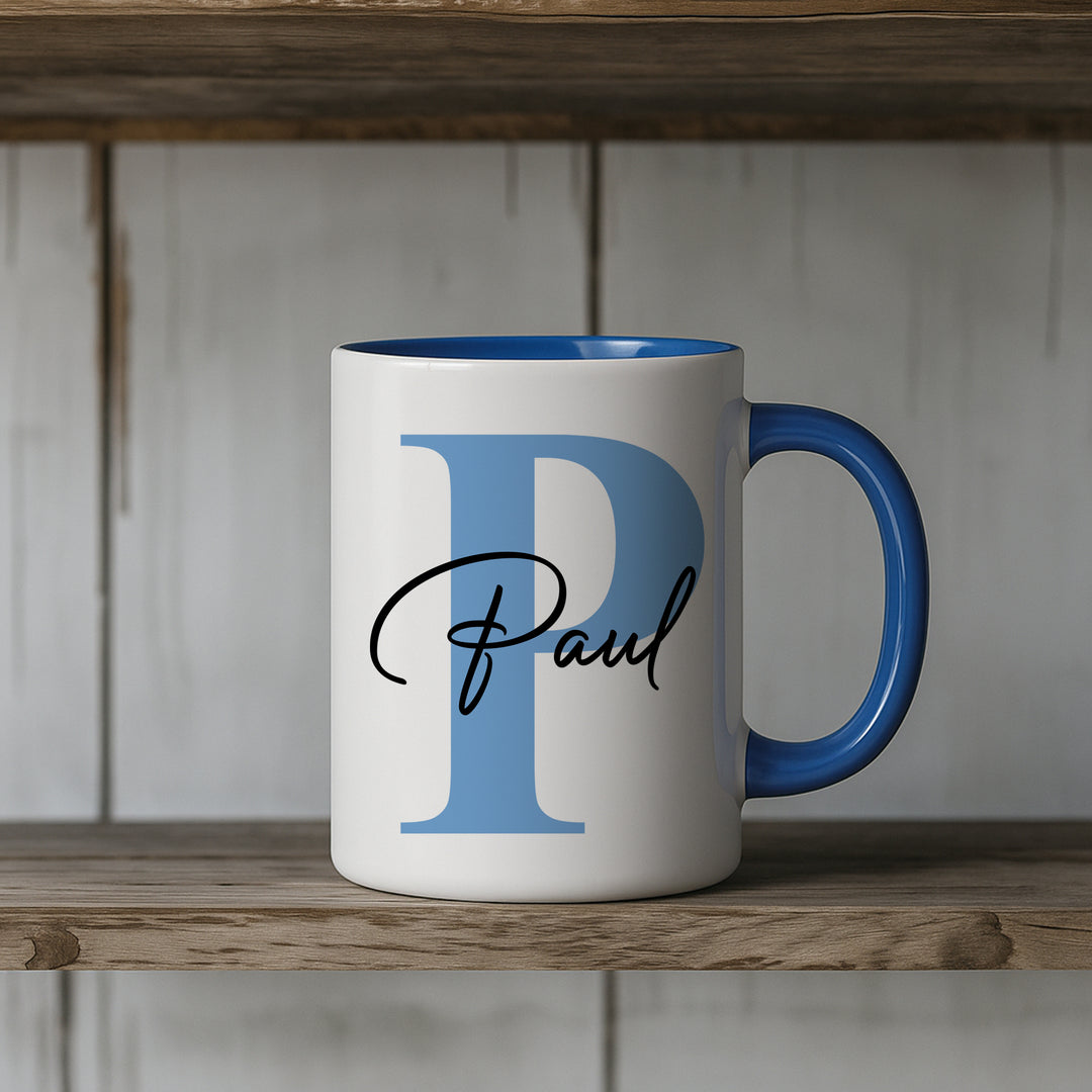 Personalisierte Tasse mit Name & Initiale | Kaffeetasse Geschenk Geburtstag Weihnachten Valentinstag Kollegen Familie