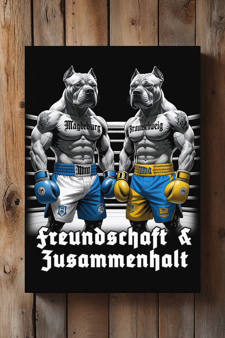 Braunschweig & Magdeburg Leinwand | Bild Boxer Hunde Pitbull Poster Gemälde
