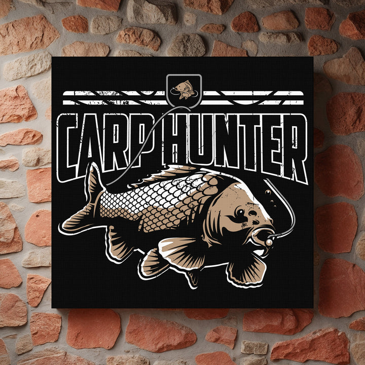 Carp Hunter Leinwand | Wandbild Karpfen Angler Fishing Angeln Deko | M1