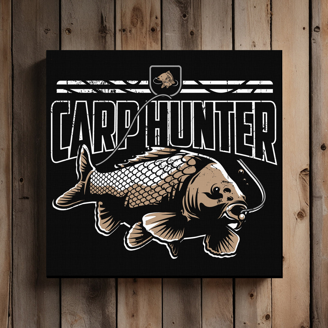 Carp Hunter Leinwand | Wandbild Karpfen Angler Fishing Angeln Deko | M1