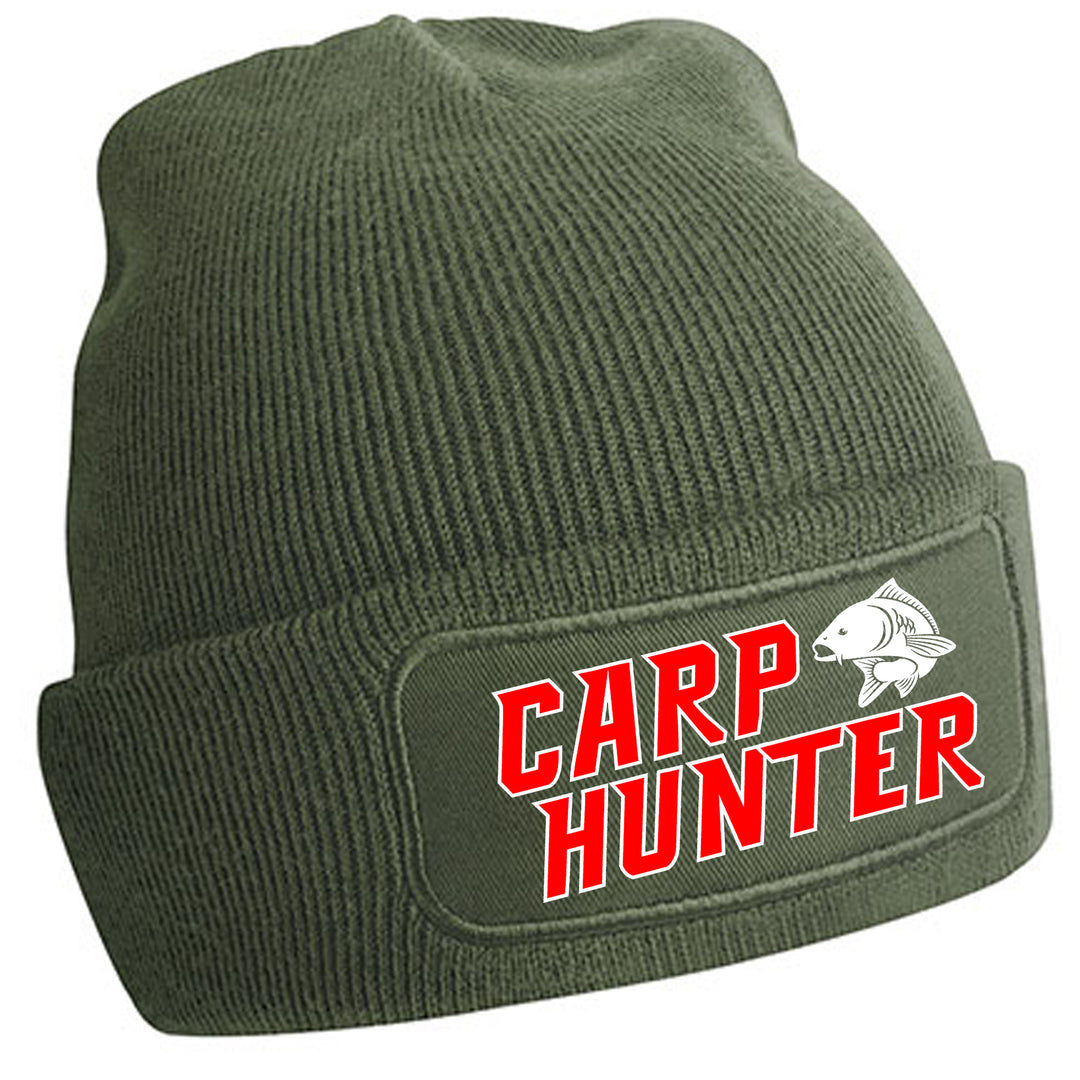 Carp Hunter Mütze | Angeln Fischer Wintermütze | Patch Beanie