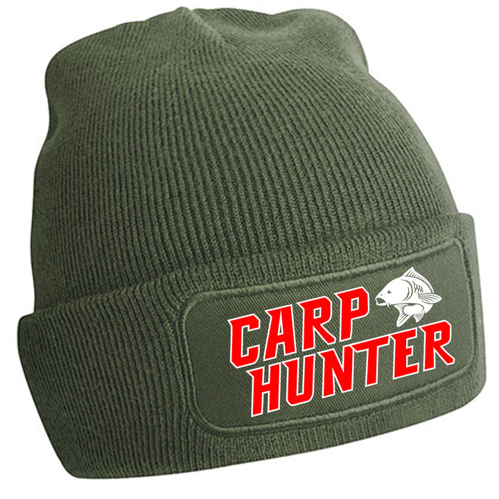 Carp Hunter Mütze | Angeln Fischer Wintermütze | Patch Beanie