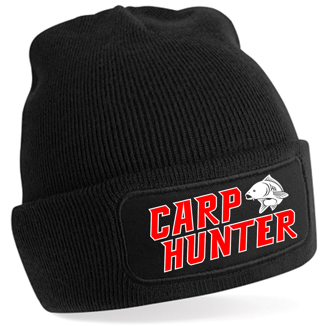 Carp Hunter Mütze | Angeln Fischer Wintermütze | Patch Beanie
