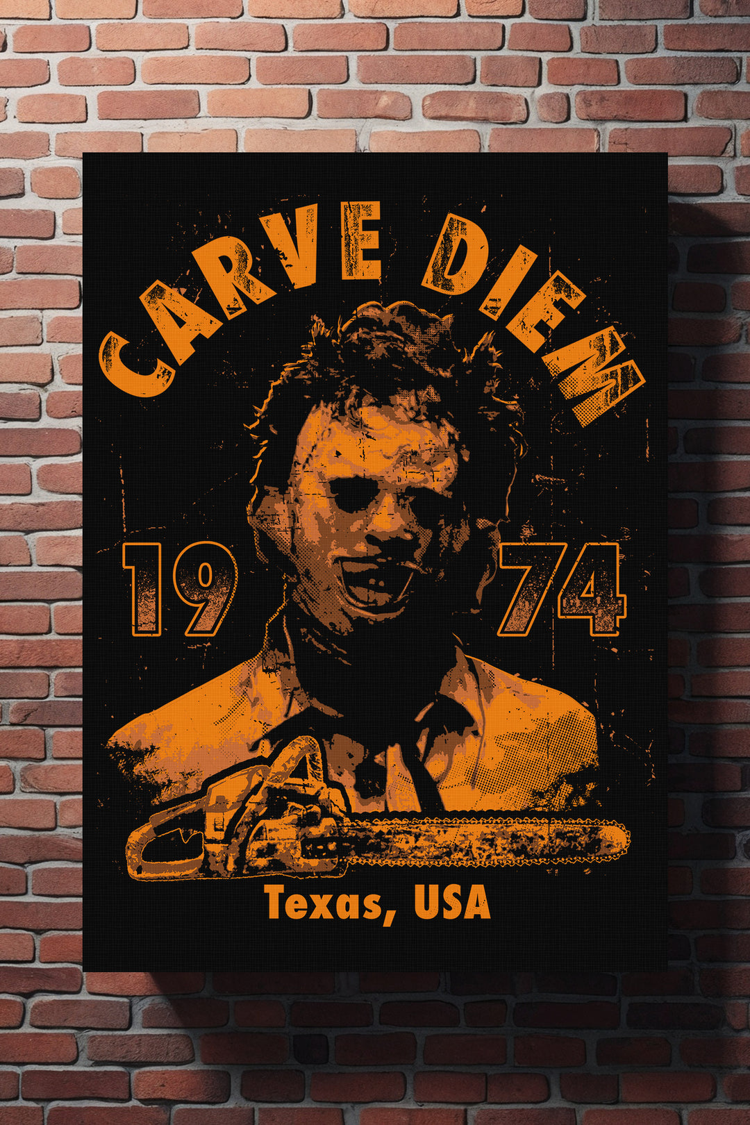 Carve Diem Chainsaw Leinwand | Wandbild Horror Texas USA 1974 Halloween Grusel