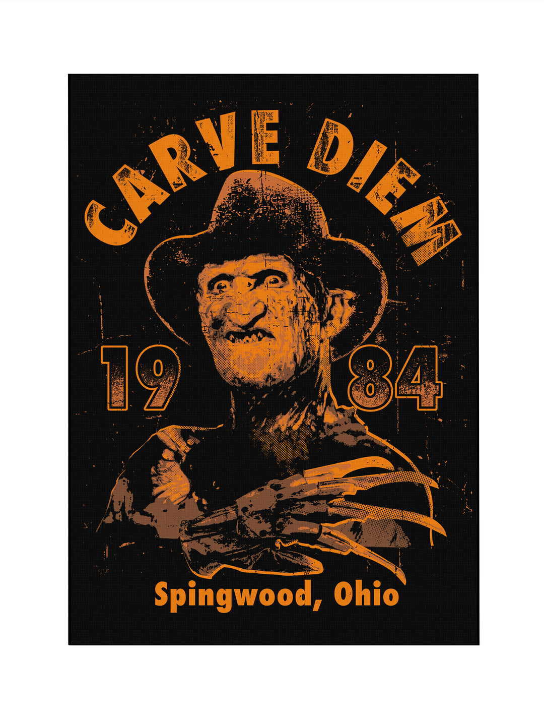 Carve Diem Freddy Leinwand | Halloween Grusel Gemälde Wandbild Horror