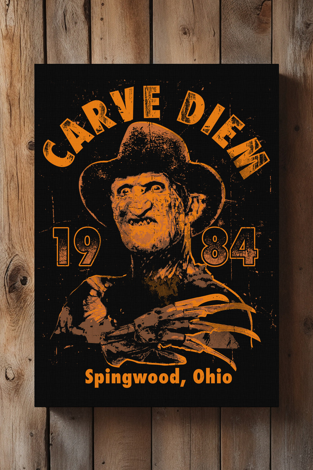 Carve Diem Freddy Leinwand | Halloween Grusel Gemälde Wandbild Horror
