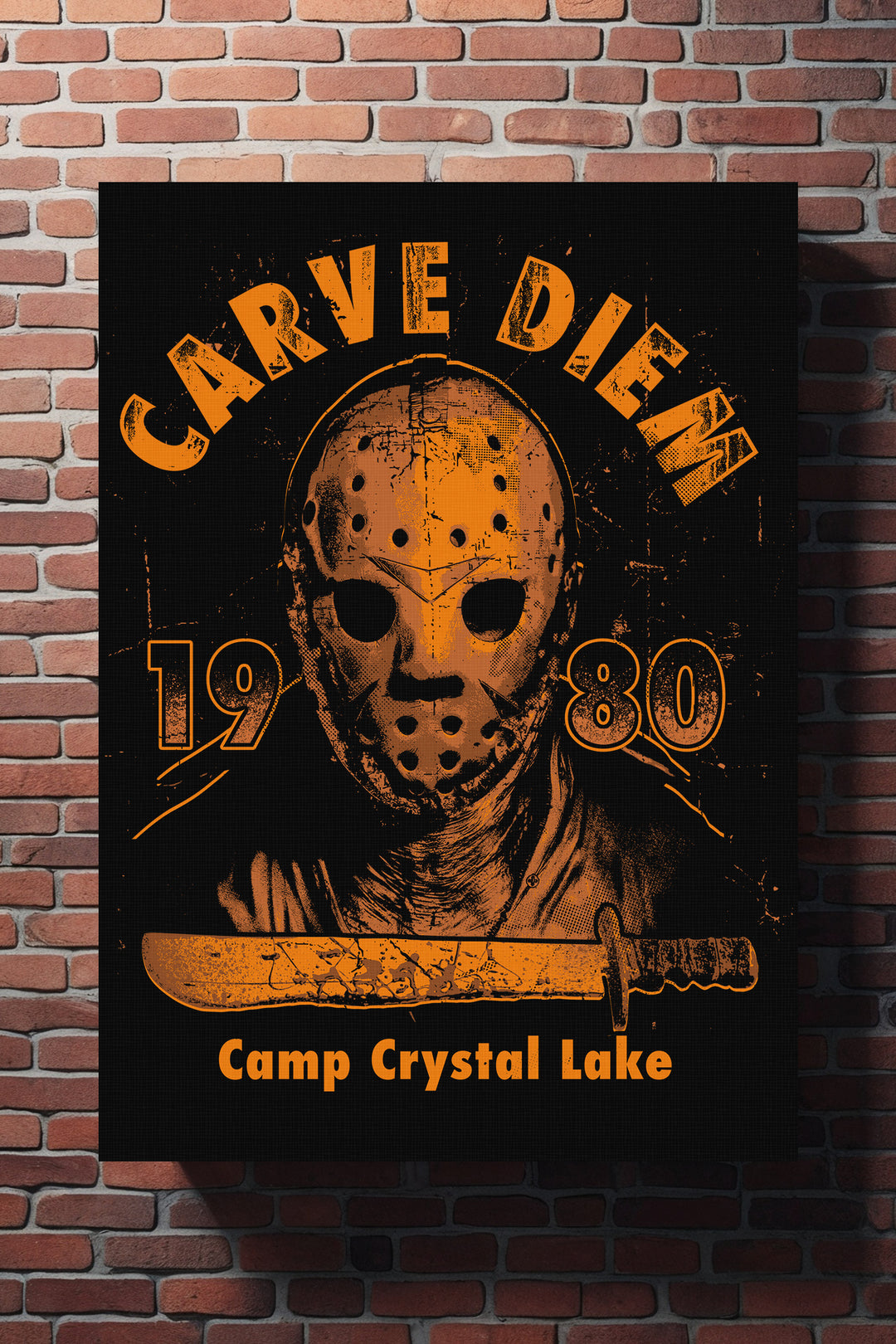 Carve Diem Jason Leinwand | Wandbild Horror Camp Crystal Lake 1980 Halloween Grusel Gemälde