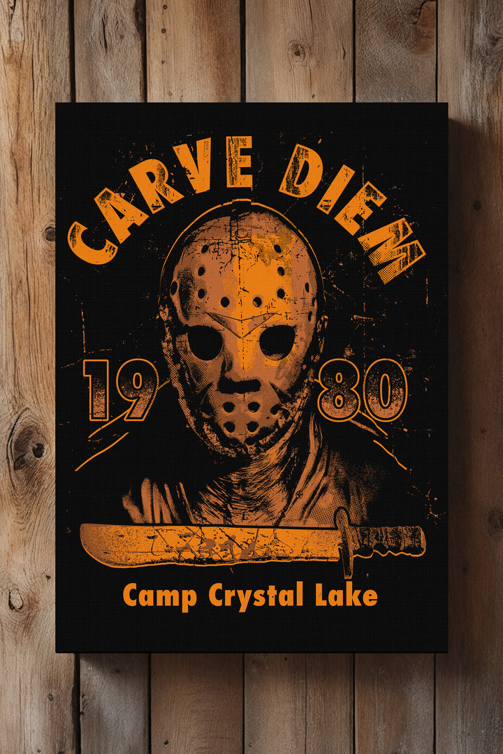 Carve Diem Jason Leinwand | Wandbild Horror Camp Crystal Lake 1980 Halloween Grusel Gemälde