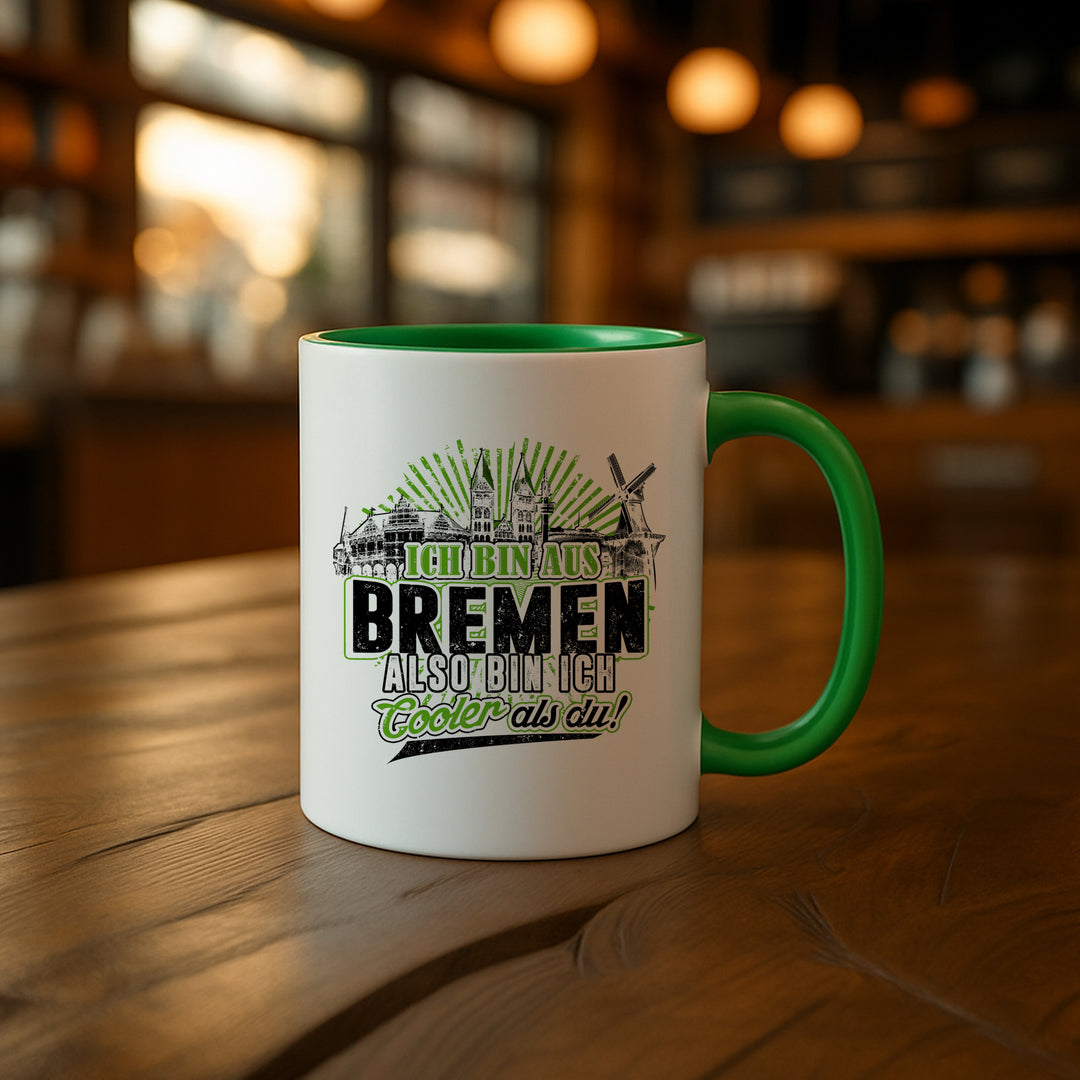 Cooler als du Bremen Tasse | Kaffeetasse Hansestadt Skyline Spruch Kaffeebecher