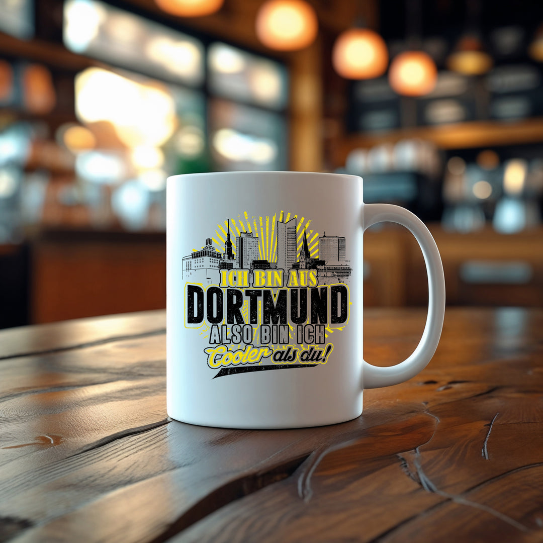 Cooler als du Dortmund Tasse | Kaffeetasse – Ruhrpott Skyline Spruch Kaffeebecher