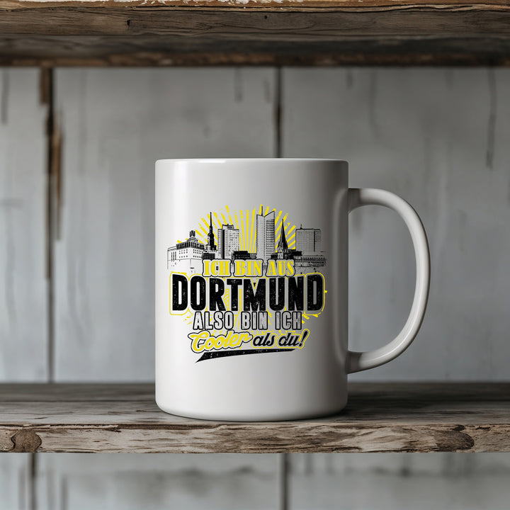 Cooler als du Dortmund Tasse | Kaffeetasse – Ruhrpott Skyline Spruch Kaffeebecher