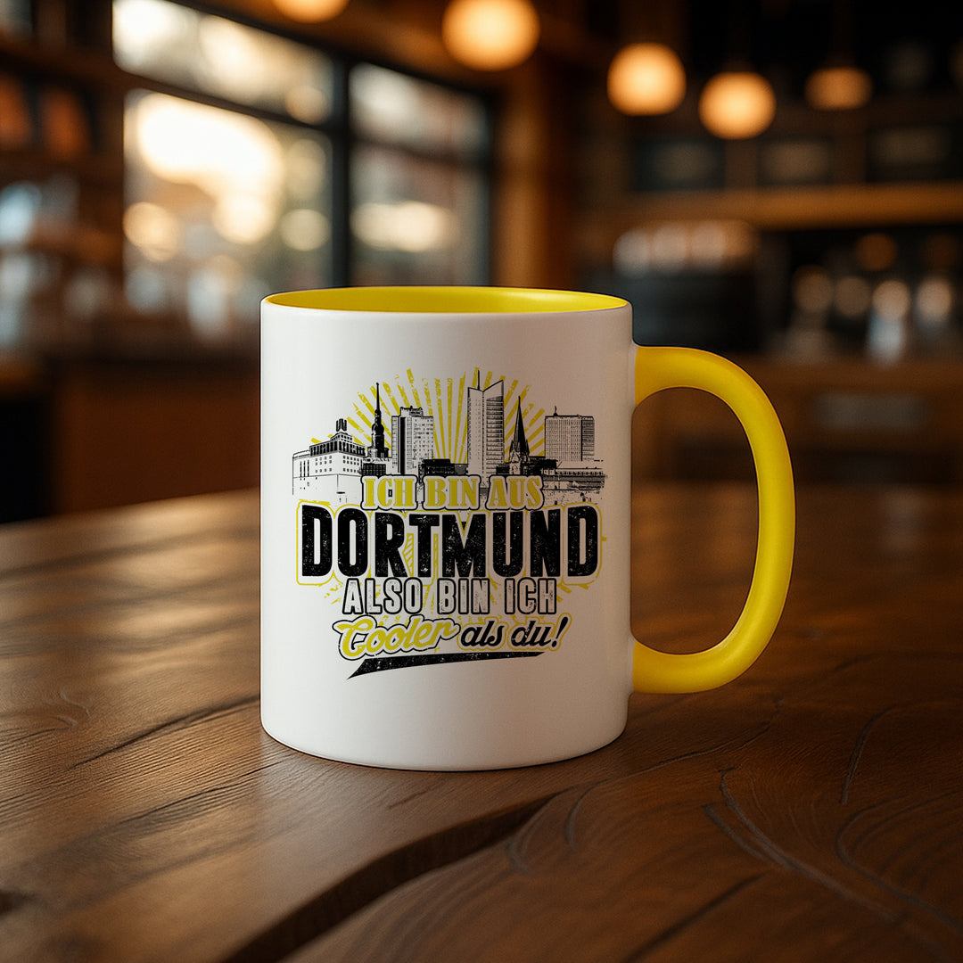 Cooler als du Dortmund Tasse | Kaffeetasse – Ruhrpott Skyline Spruch Kaffeebecher