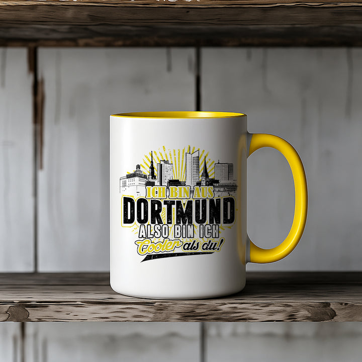 Cooler als du Dortmund Tasse | Kaffeetasse – Ruhrpott Skyline Spruch Kaffeebecher