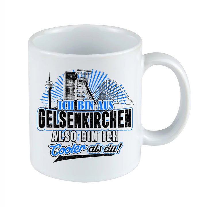Cooler als du Gelsenkirchen Tasse | Kaffeetasse Ruhrpott Skyline Spruch Kaffeebecher