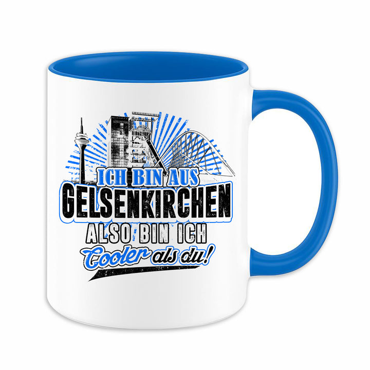 Cooler als du Gelsenkirchen Tasse | Kaffeetasse Ruhrpott Skyline Spruch Kaffeebecher
