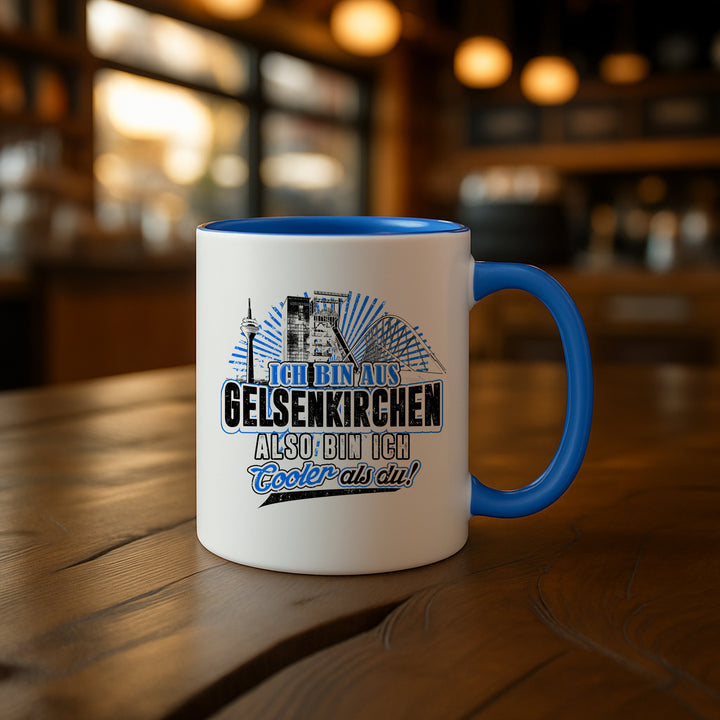 Cooler als du Gelsenkirchen Tasse | Kaffeetasse Ruhrpott Skyline Spruch Kaffeebecher