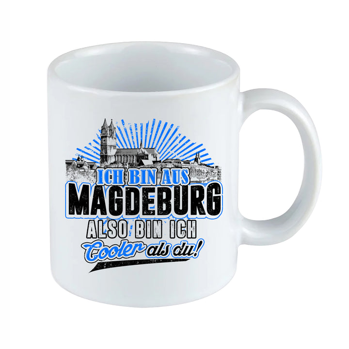 Cooler als du Magdeburg Tasse | Kaffeetasse Ostdeutschland Skyline Spruch Kaffeebecher