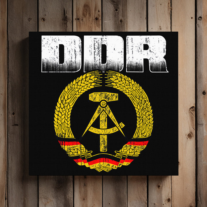 DDR Leinwand | DDR Wappen Bild Ostdeutschland Deko Simson Trabant | M1