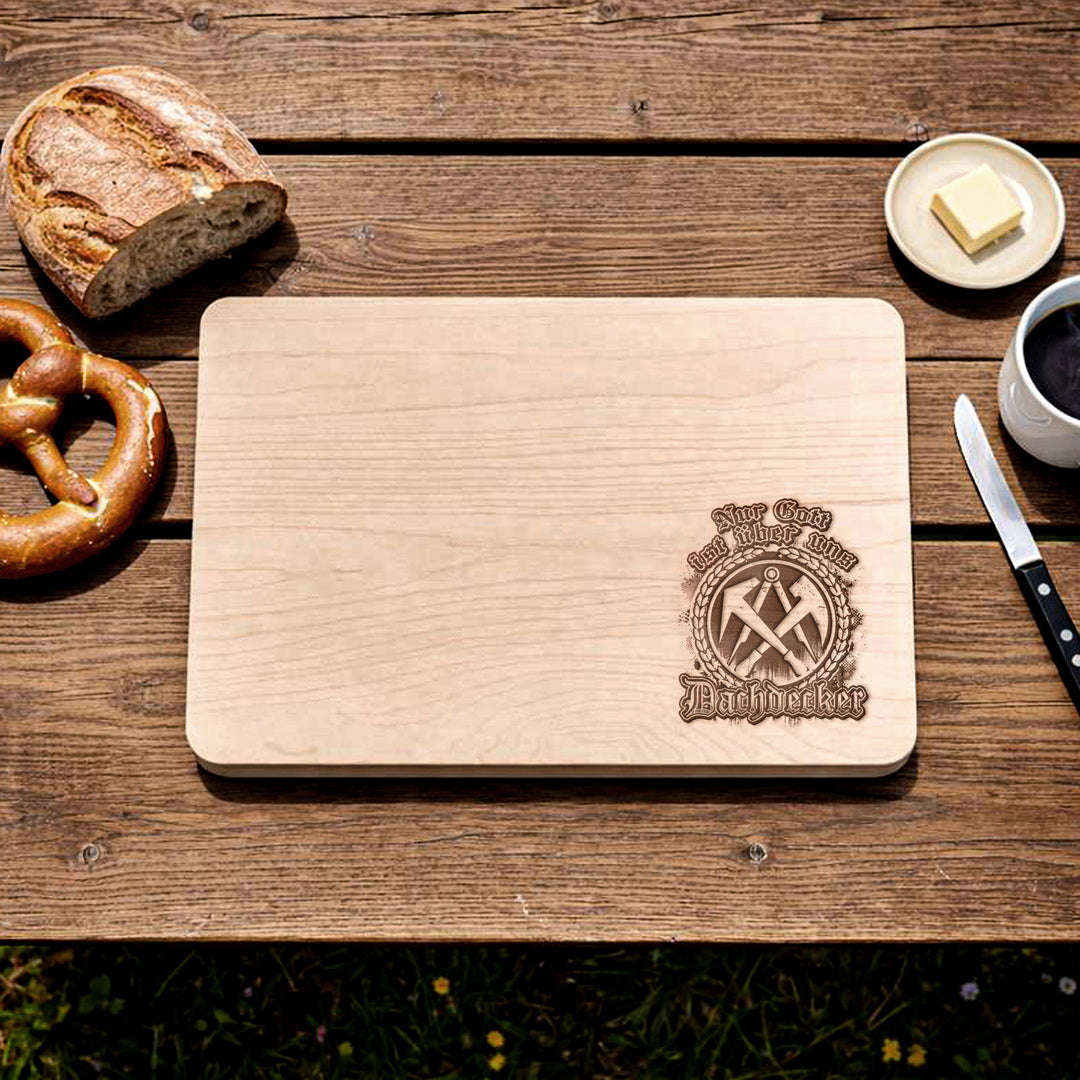Dachdecker Schneidebrett |  Frühstücksbrettchen mit Gravur Handwerk Holzbrett Küchenbrett | M3