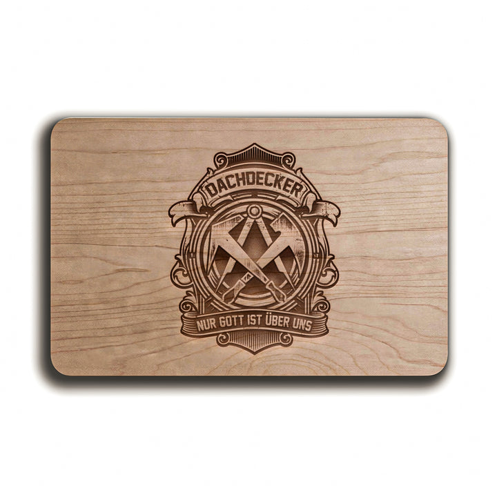 Dachdecker Schneidebrett | Frühstücksbrettchen mit Gravur Handwerk Holzbrett Küchenbrett | M4