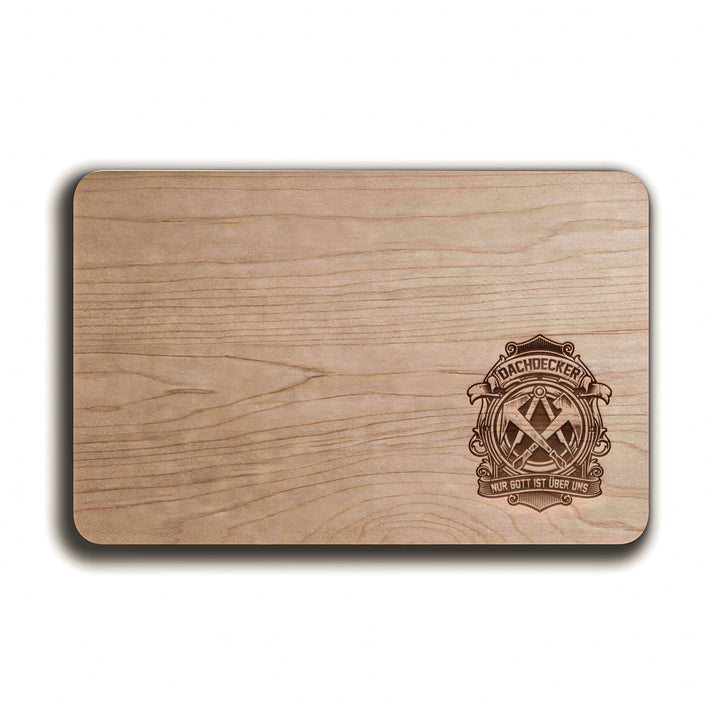 Dachdecker Schneidebrett | Frühstücksbrettchen mit Gravur Handwerk Holzbrett Küchenbrett | M4