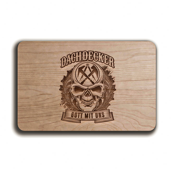 Dachdecker Schneidebrett | Frühstücksbrettchen mit Gravur Handwerk Holzbrett Küchenbrett | M5