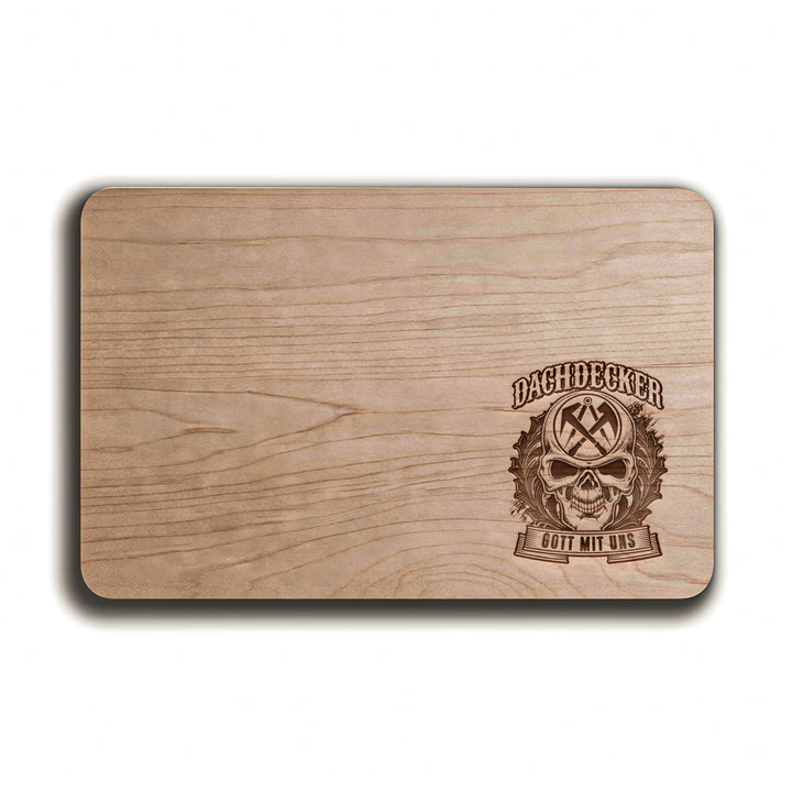 Dachdecker Schneidebrett | Frühstücksbrettchen mit Gravur Handwerk Holzbrett Küchenbrett | M5