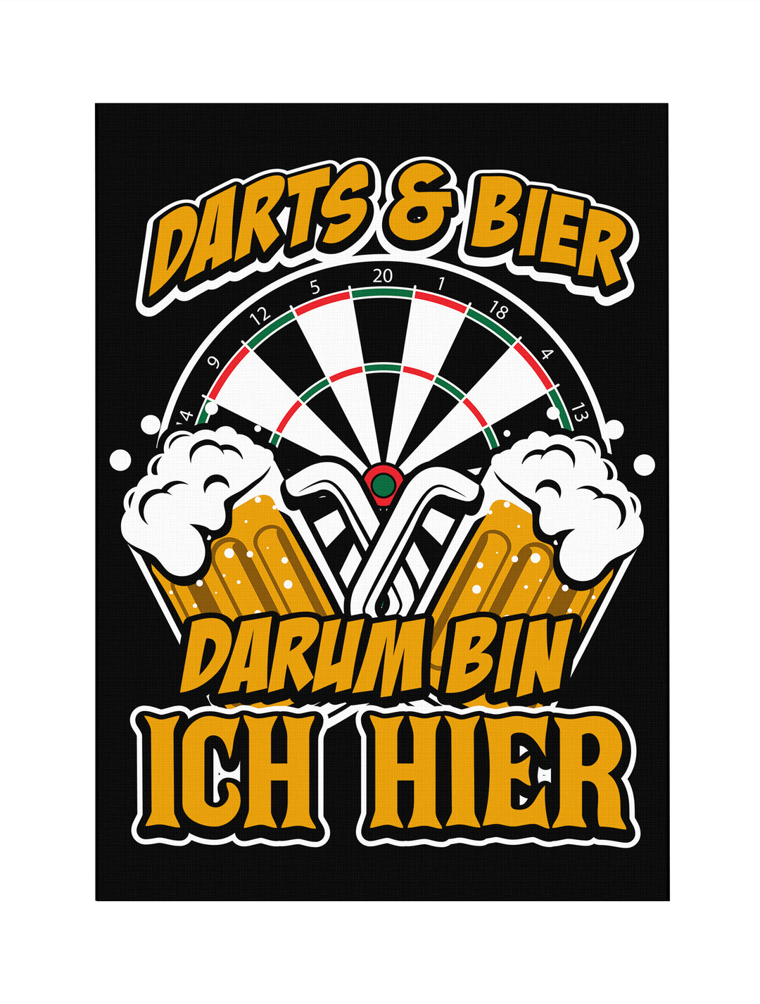 Dart & Bier Leinwand | Dart Bild Bier Dartspieler Dartscheibe Deko Hobbyraum Bar
