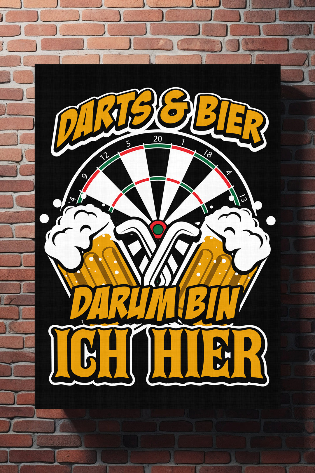Dart & Bier Leinwand | Dart Bild Bier Dartspieler Dartscheibe Deko Hobbyraum Bar