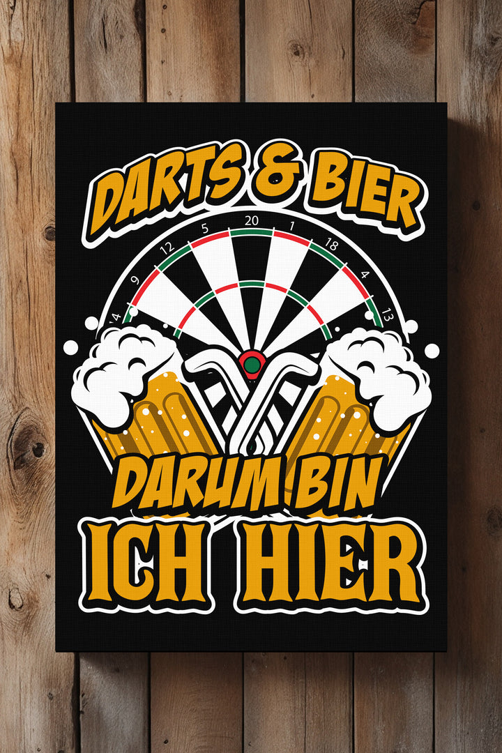 Dart & Bier Leinwand | Dart Bild Bier Dartspieler Dartscheibe Deko Hobbyraum Bar