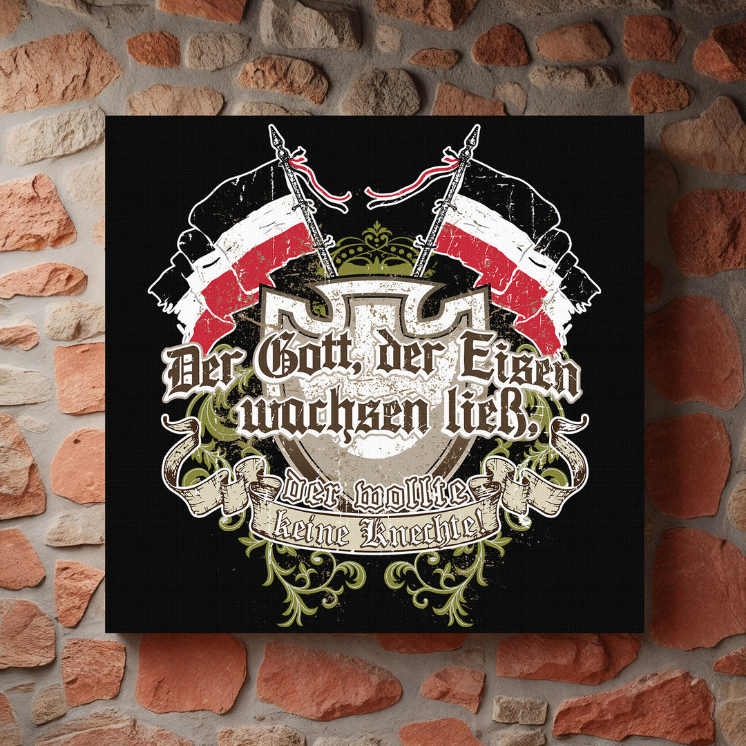Der Gott der Eisen wachsen ließ Leinwand | Preußen Deutschland Schwarz Weiß Rot Kaiserreich Wappen Bild | M1